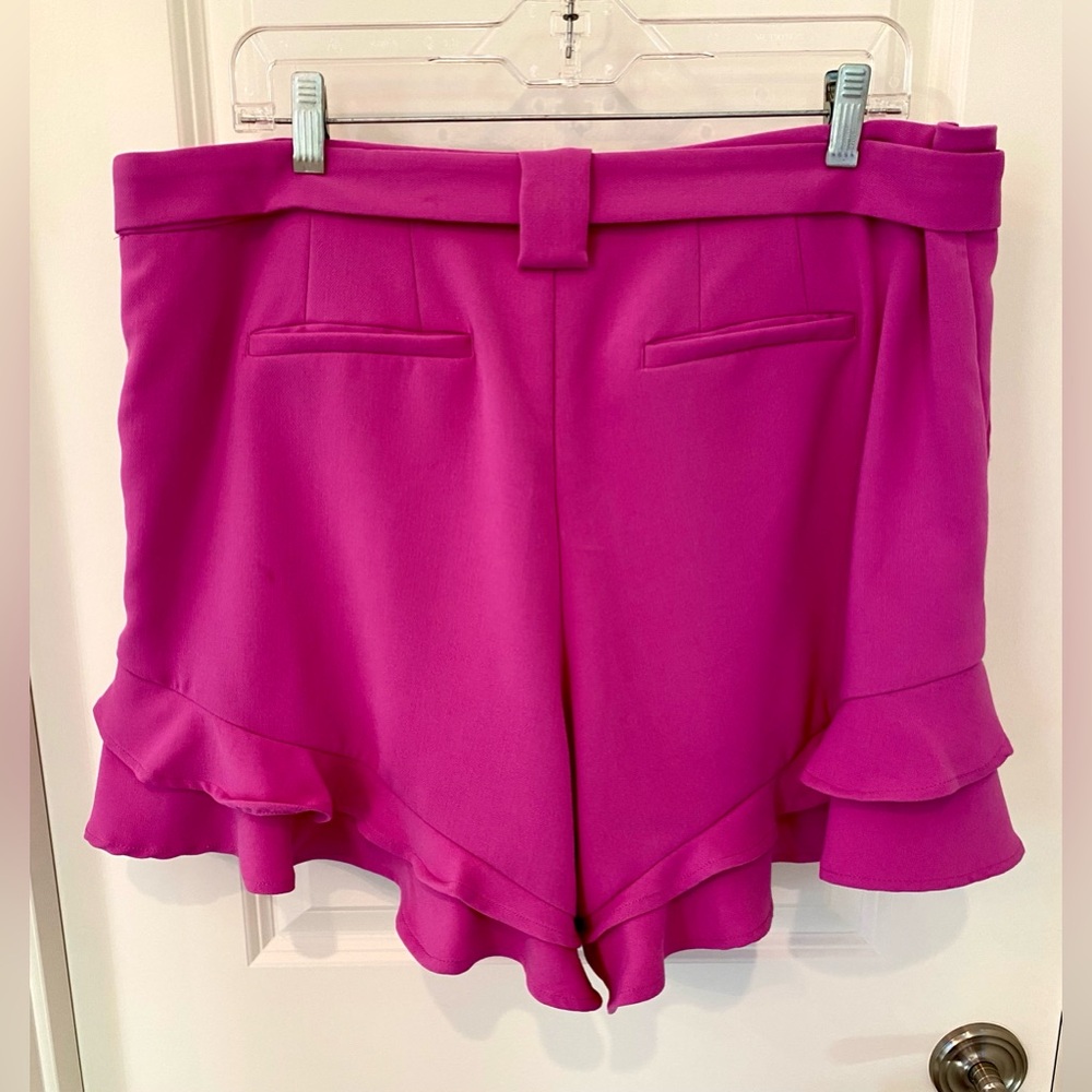 Eloquii Pink Ruffle Trimmed Shorts with Coordinating Tie Belt Size 14 - Picture 3 of 12